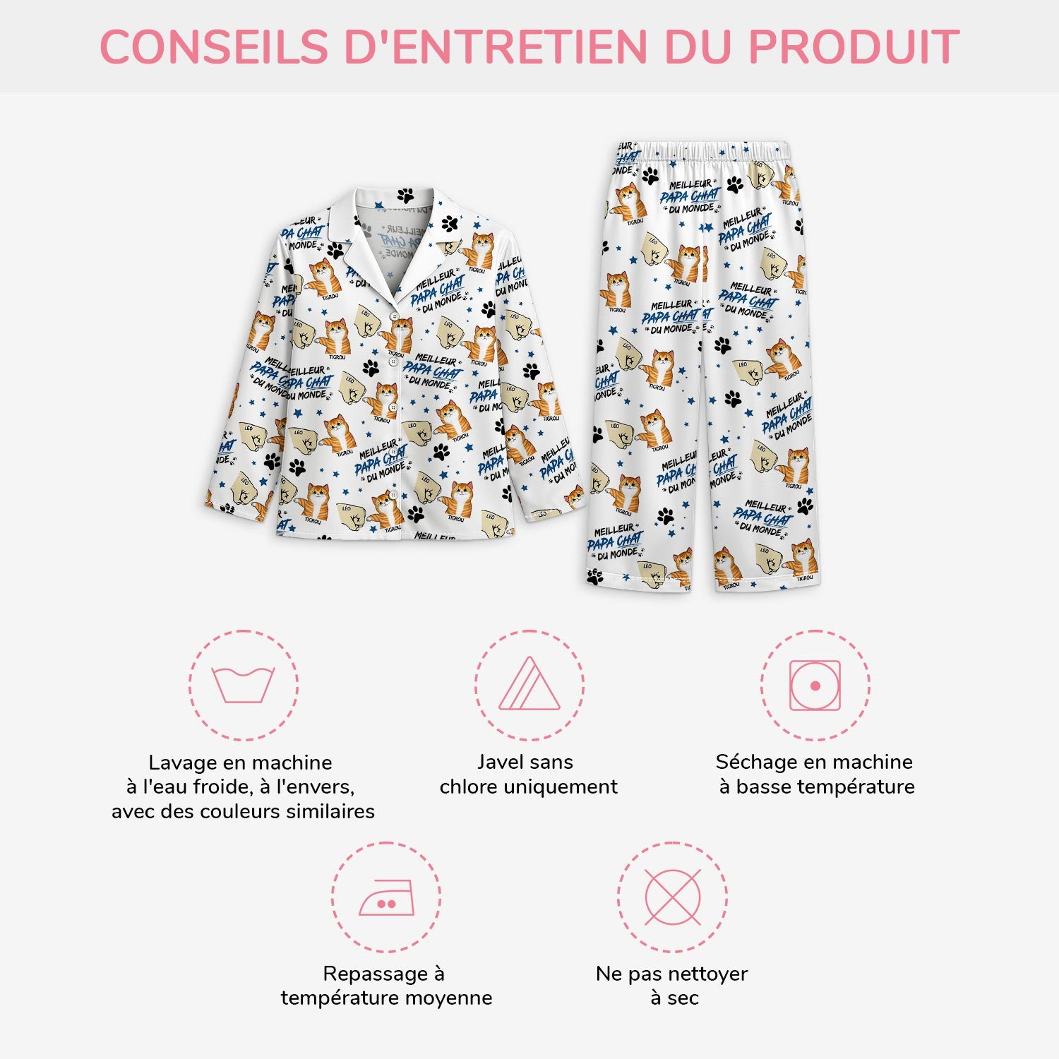 5966VFR4 pyjama personnalise meilleur papa chat 5966v8yad
