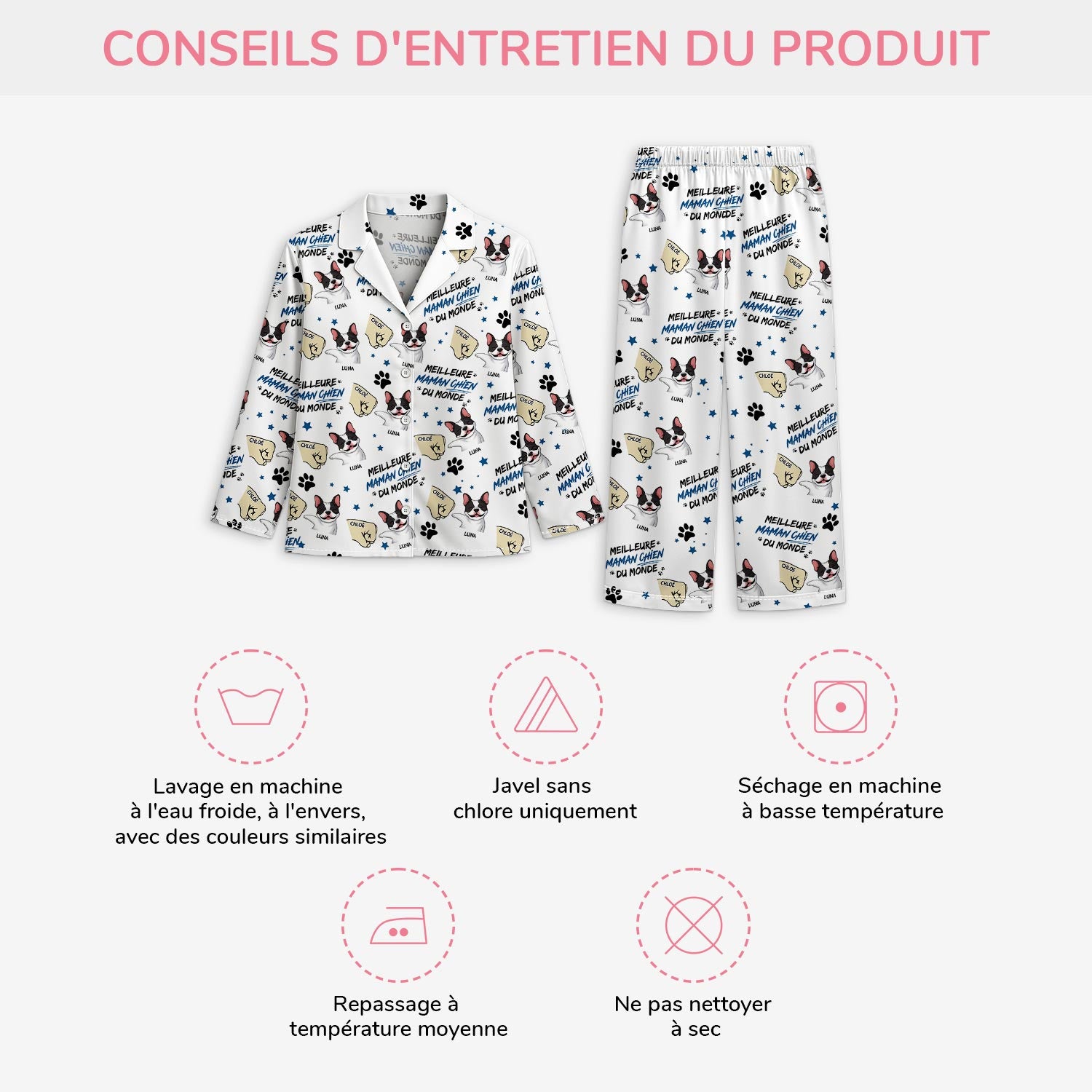 5966VFR4 pyjama personnalise meilleur papa chien 5966v8yac