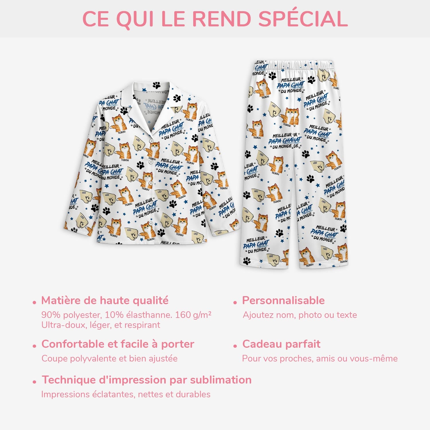 5966VFR5 pyjama personnalise meilleur papa chat 5966v8yad