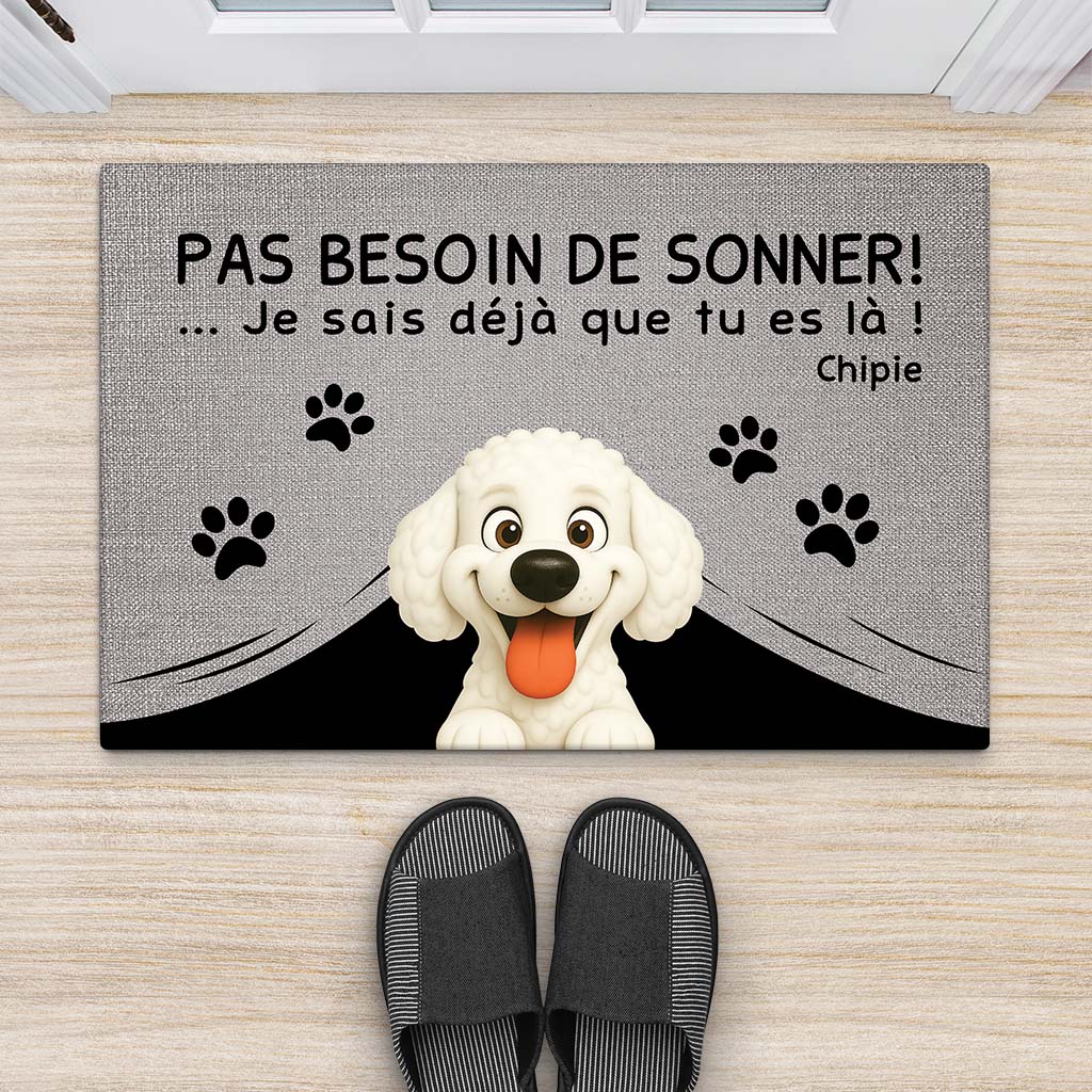 5969DFR2 paillasson personnalise chien pas besoin de sonner 5969dkz0c