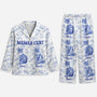 5970VFR1 pyjama personnalise maman chat style toile bleue 5970vkmtd