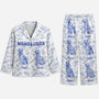5970VFR1 pyjama personnalise maman chien style toile bleue 5970vkmtc