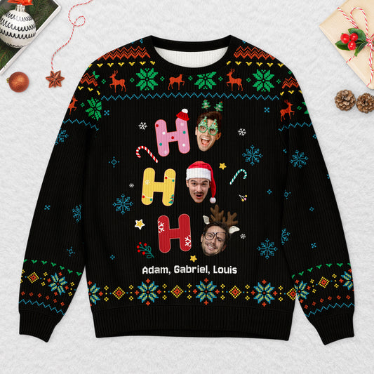 5991WFR2 pull moche famille personnalise avec photo ho ho ho joyeux noel 5991wktni