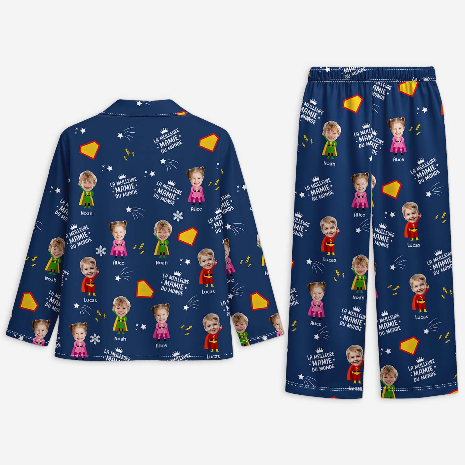 5997VFR2 pyjama personnalise avec photo le meilleur papy mamie super hero 5997v6kaa