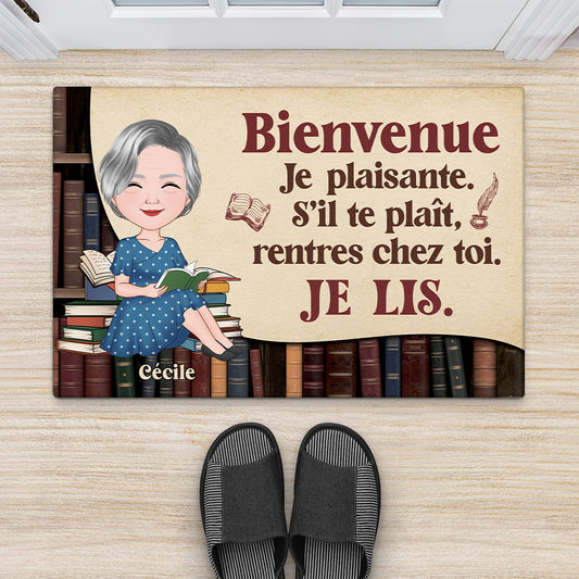 5998DFR2 paillasson personnalise pour fille qui aime les livres je plaisante je lis 5998d6mzd