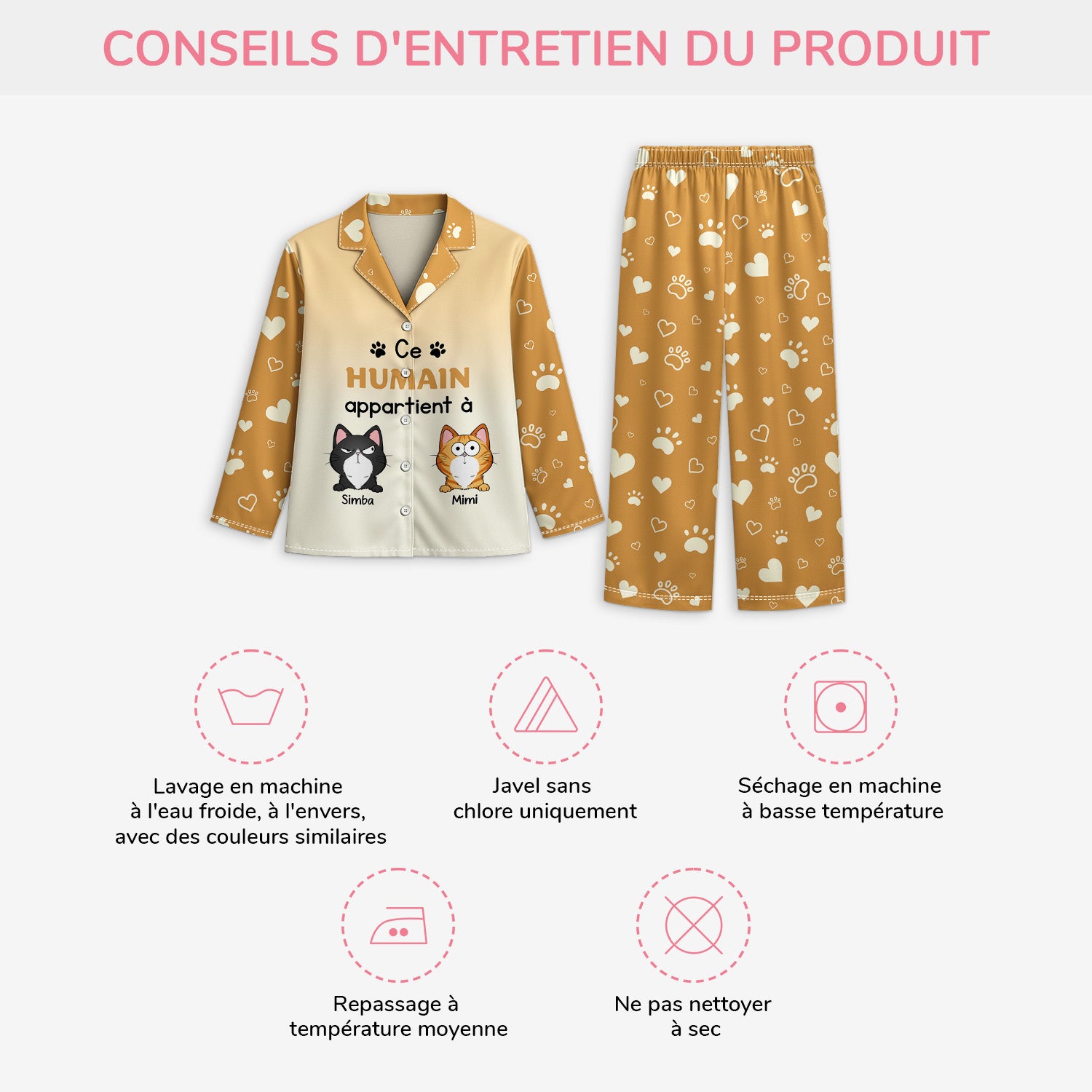 6015VFR4 pyjama personnalise avec chat cet humain appartient a 6015v3xcd