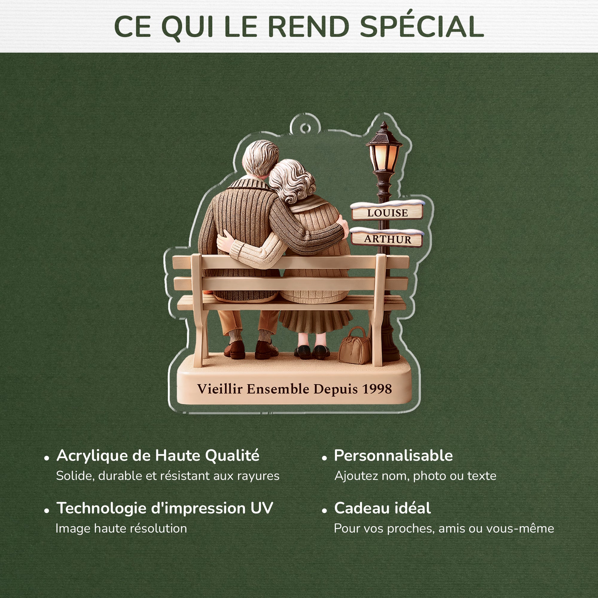 6035OFR4 ornement acrylique personnalise vieillir ensemble couple 6035otlng