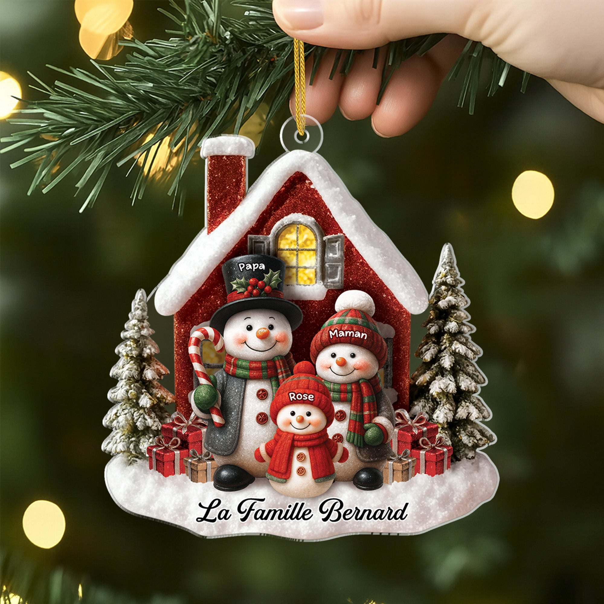 6036OFR2 ornement noel acrylique personnalise famille bonhomme de neige 6036ottmi