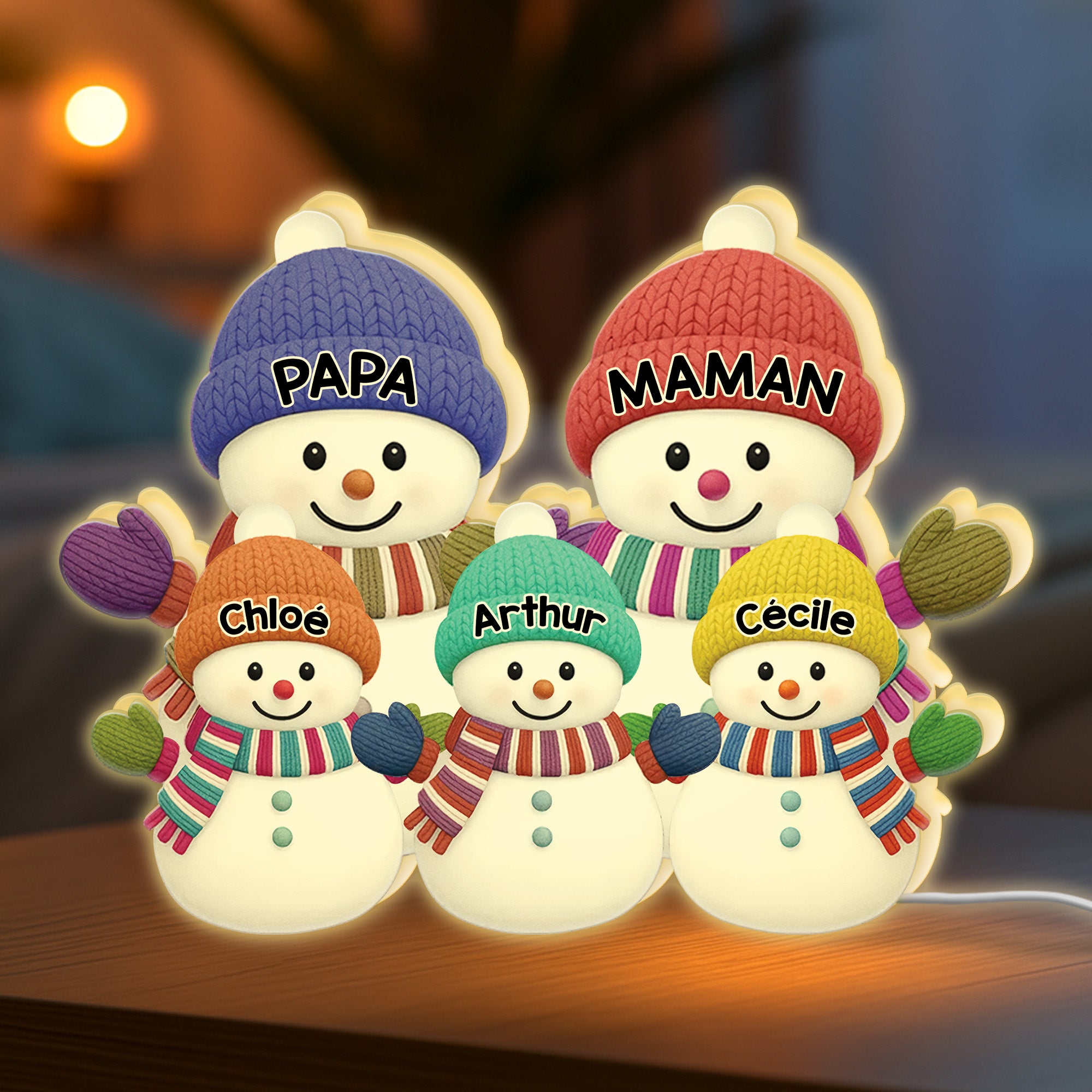 6056LFR2 lightbox personnalisable noel famille ensemble bonhomme de neige 6056l3q5a