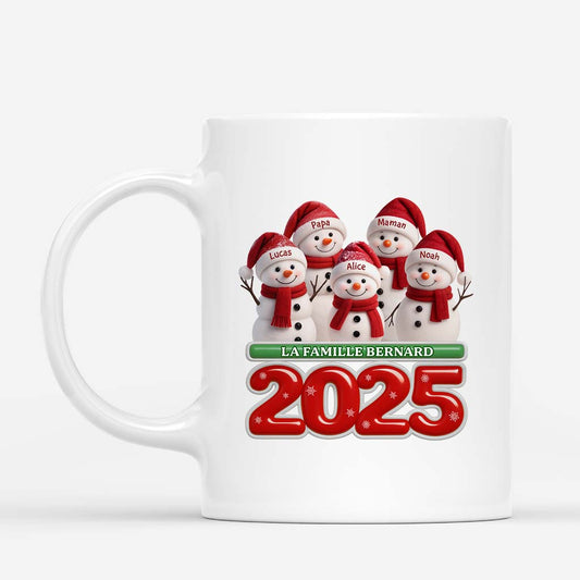 6058MFR1 mug noel personnalise famille bonhomme de neige 6058m8tzi