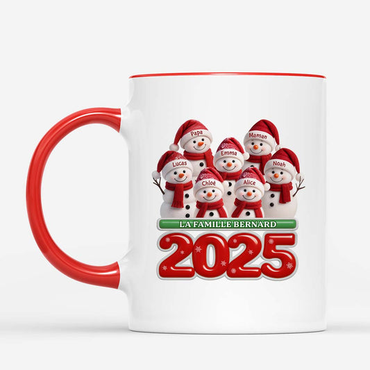 6058MFR2 mug noel personnalise famille bonhomme de neige 6058m8tzi