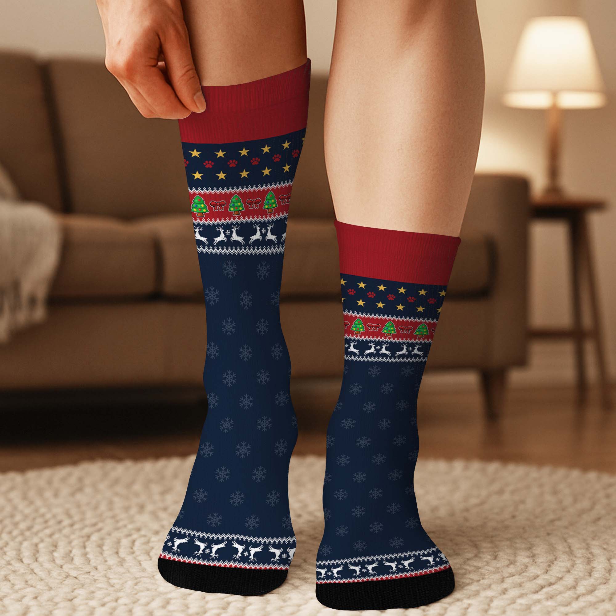 6069JFR3 chaussettes personnalisees une fille et son chien 6069jktmc
