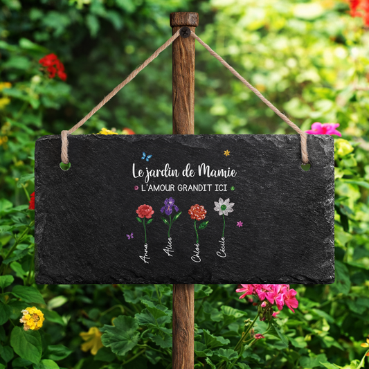 6082AFR2 plaque de maison personnalisee en ardoise_ imprimee uv le jardin de maman et mamie 6082ae6h5a