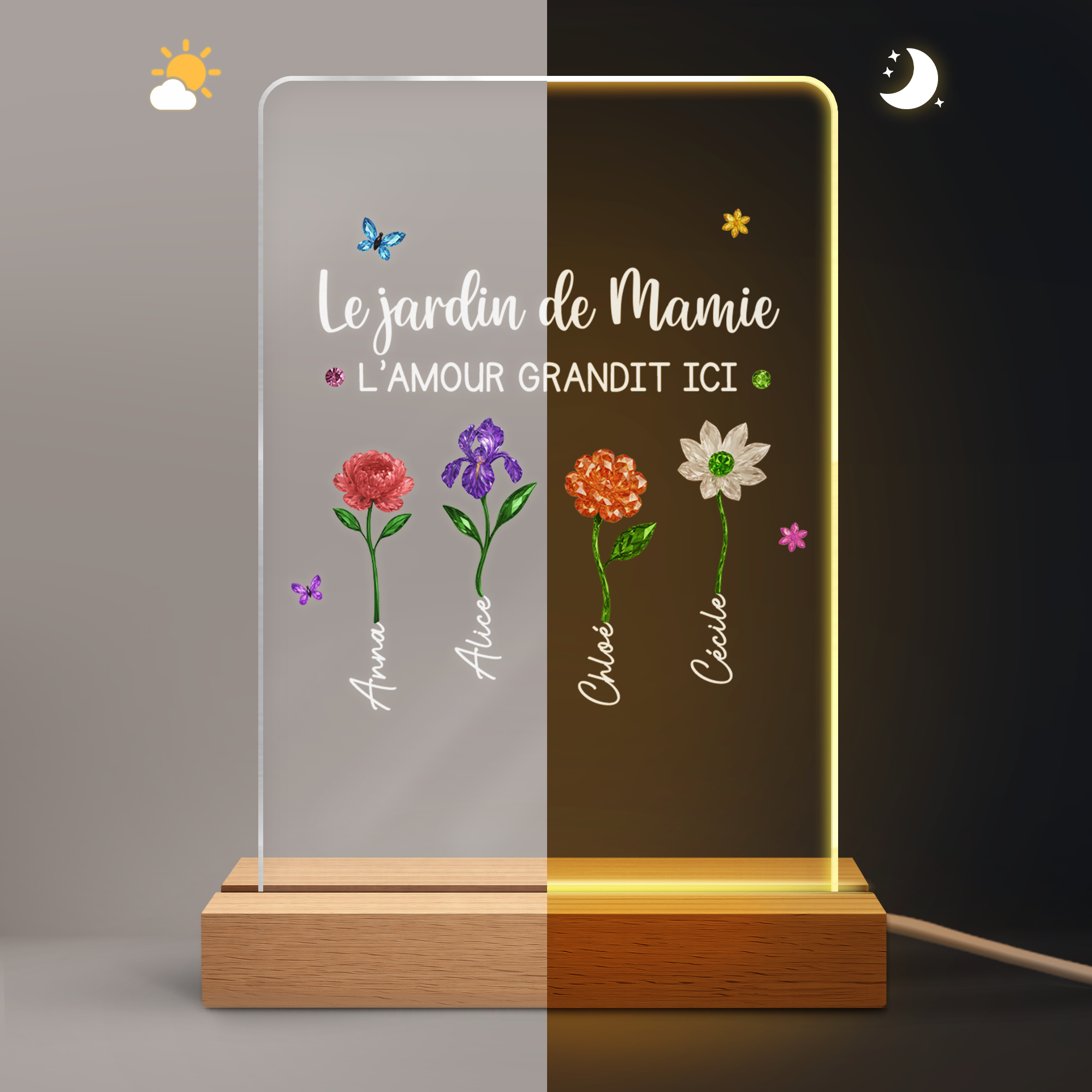 6082LFR2 veilleuse led personnalisee_ le jardin de mamie et maman 6082l6h5a