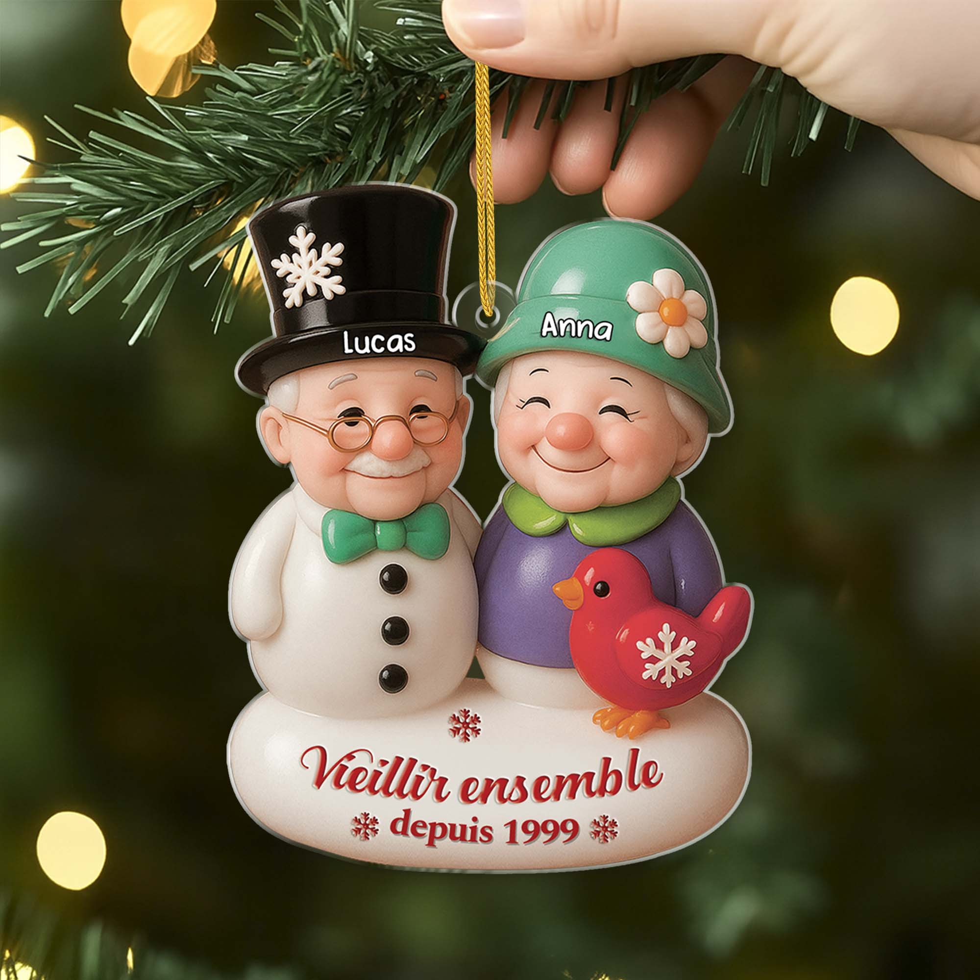 6091OFR2 effet dimpression 3d ornement acrylique personnalise pour couple vieillir ensemble 6091okttg