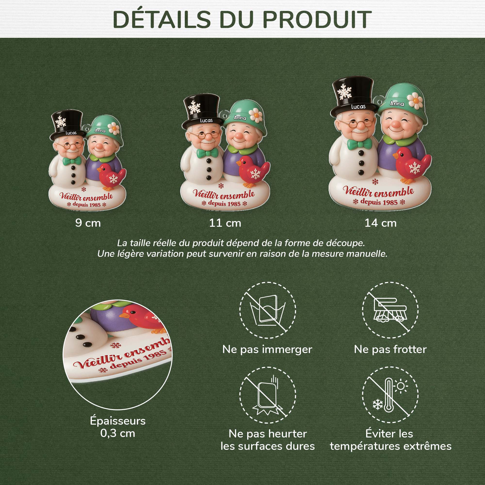 6091OFR3 effet dimpression 3d ornement acrylique personnalise pour couple vieillir ensemble 6091okttg