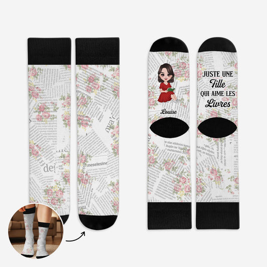 6101JFR1 chaussettes personnalisees pour femme qui aime les livres chut je lis 6101j3laa_1