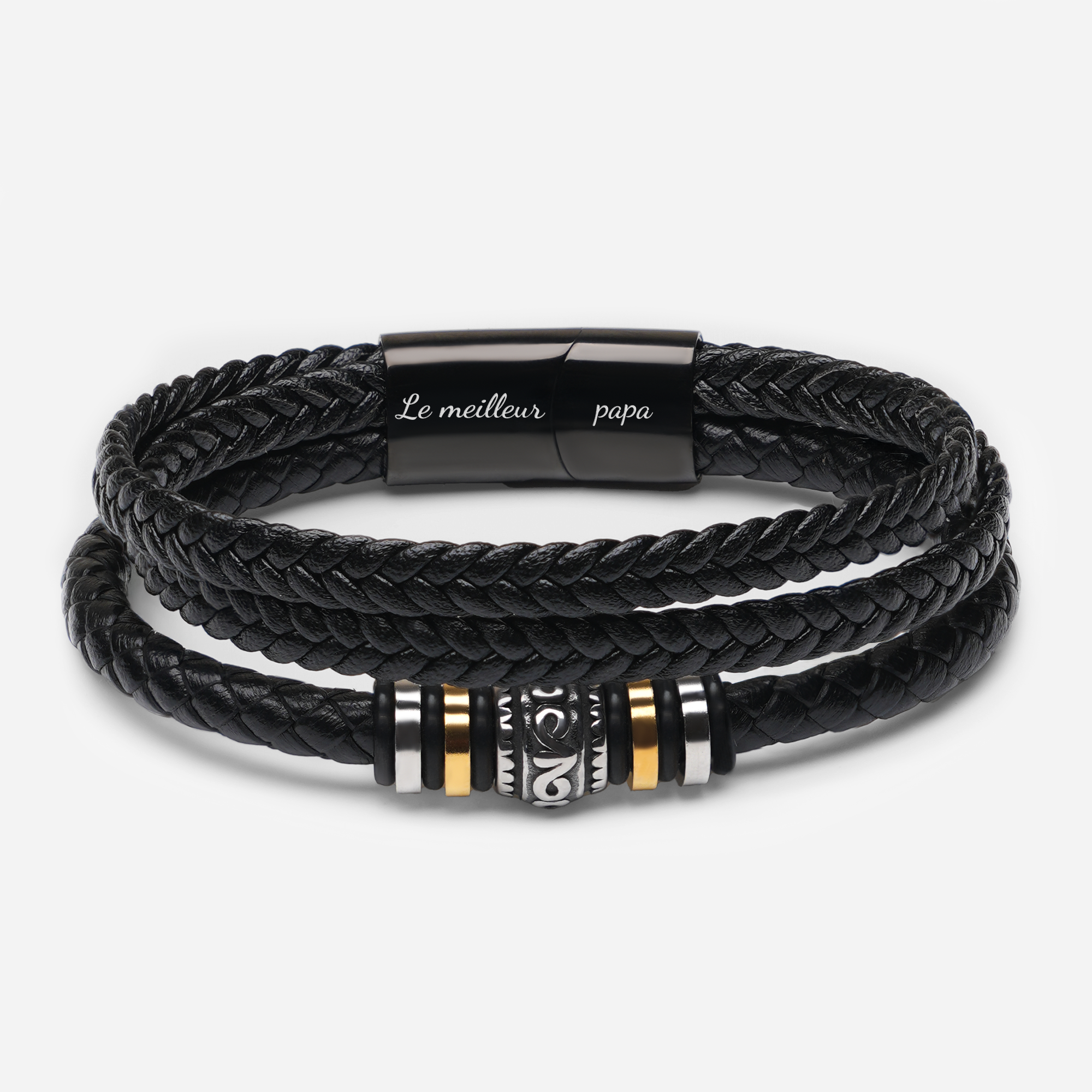 6110JFR1 bracelet en cuir tresse personnalise pour homme cadeau pour papa et papy 6110j0b0b