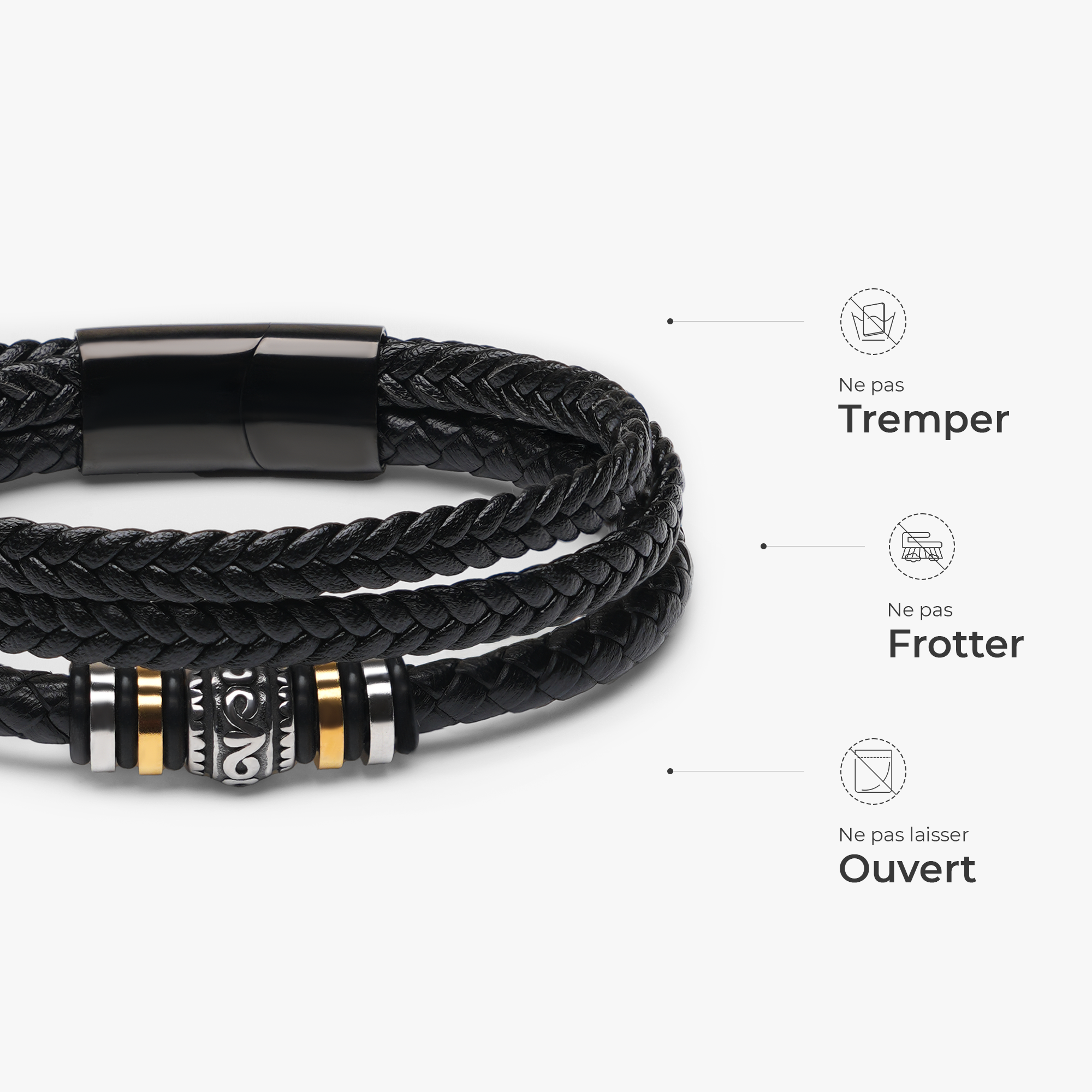 6110JFR4 bracelet en cuir tresse personnalise pour homme cadeau pour papa et papy 6110j0b0b