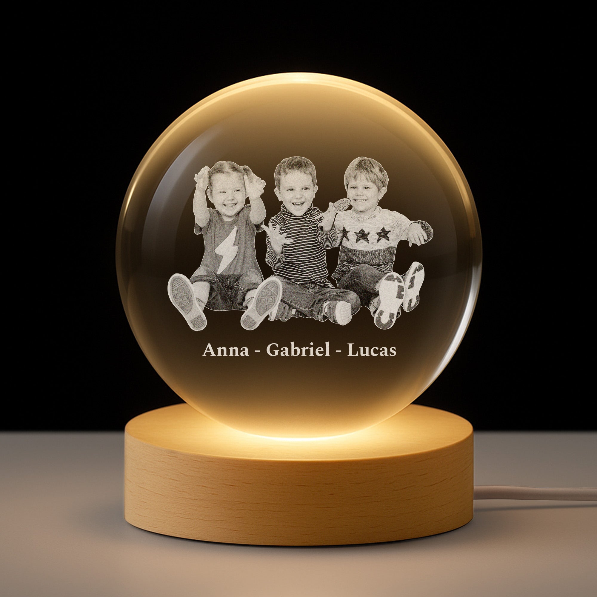 6117LFR1 veilleuse boule de cristal personnalisee avec enfant photo cadeau souvenir famille 6117l8qtk