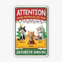 6121EFR1 effet dimpression 3d plaque en metal personnalisee de noel zone patrouillee par chat 6121etyad