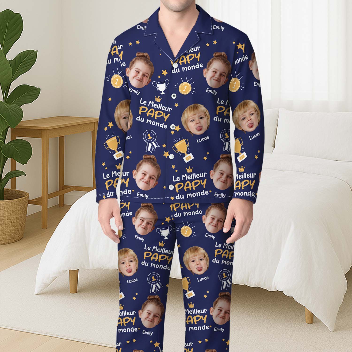 6127VFR3 pyjama personnalise meilleur papy mamie du monde 6127vtkza