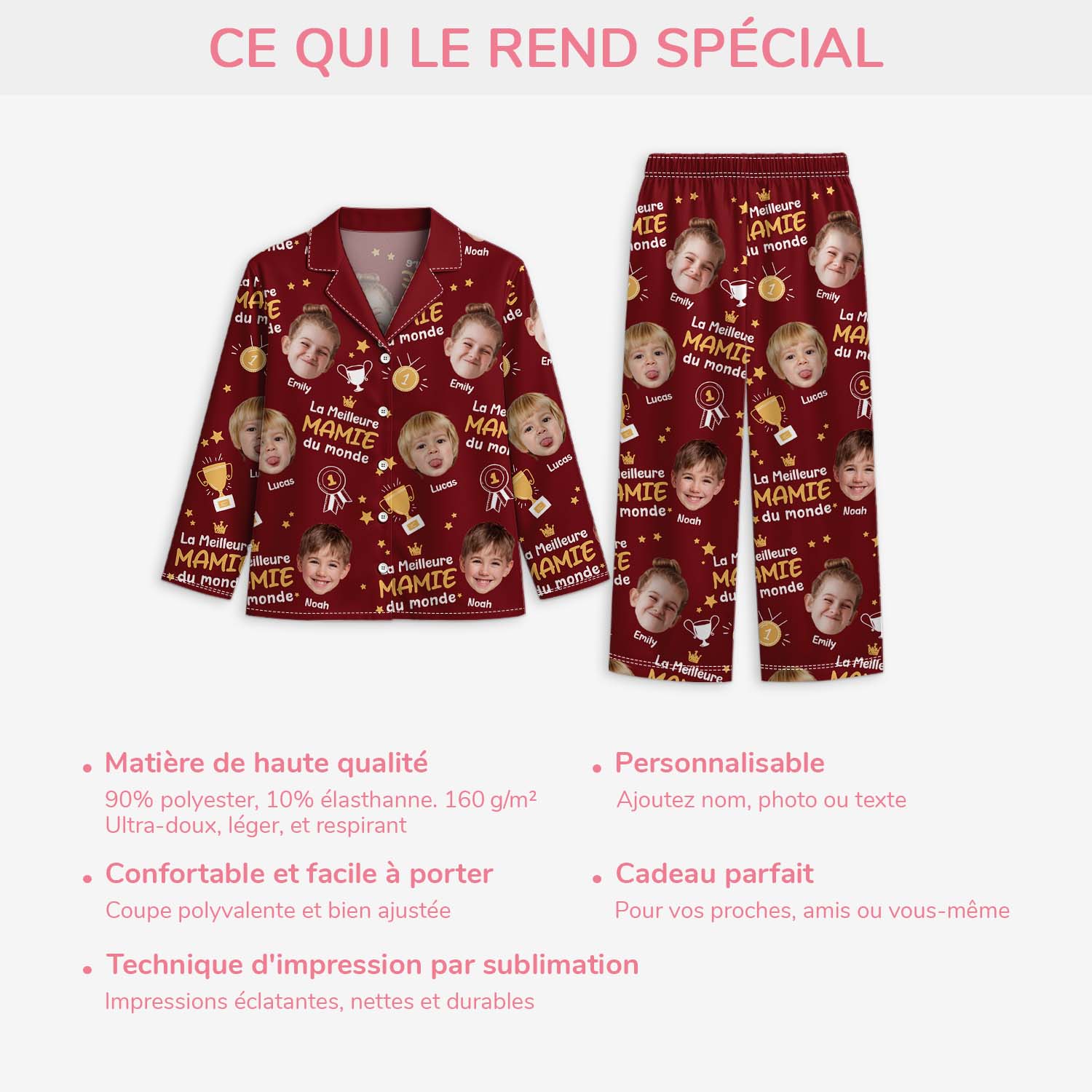 6127VFR5 pyjama personnalise meilleur papy mamie du monde 6127vtkza