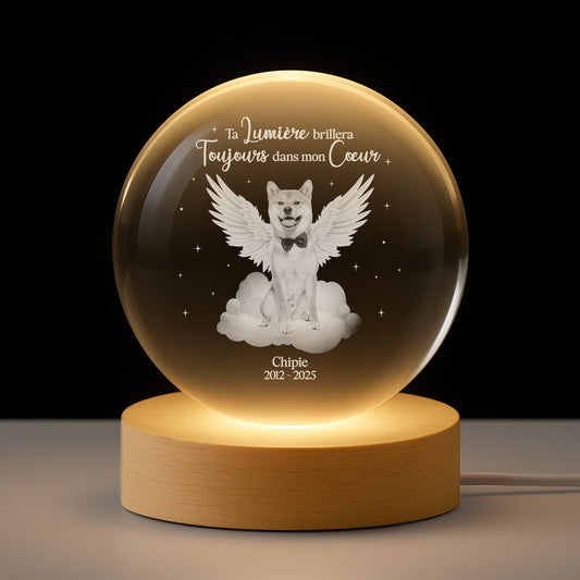 6140LFR1 veilleuse boule de cristal personnalisee photo commemorative ta lumiere brillera toujours dans mon coeur 6140l6mca