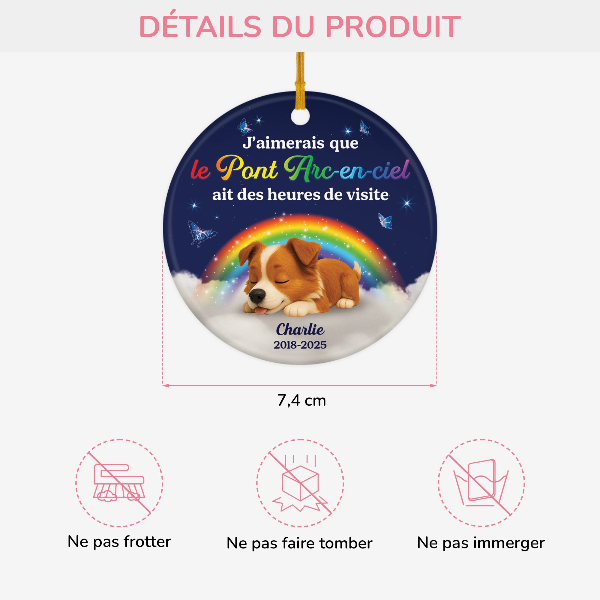 6148OFR1 ornement ceramique personnalise chien commemoratif le pont arc en ciel ait des heures de visite 6148ok6zc3