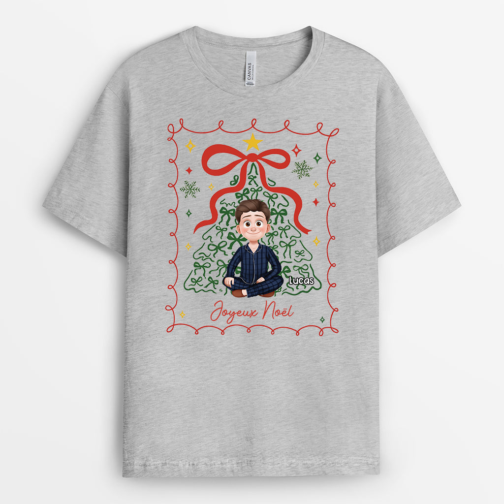 6164AFR2 t shirt personnalise noel pour femme et homme joyeux et lumineux 6164akmca
