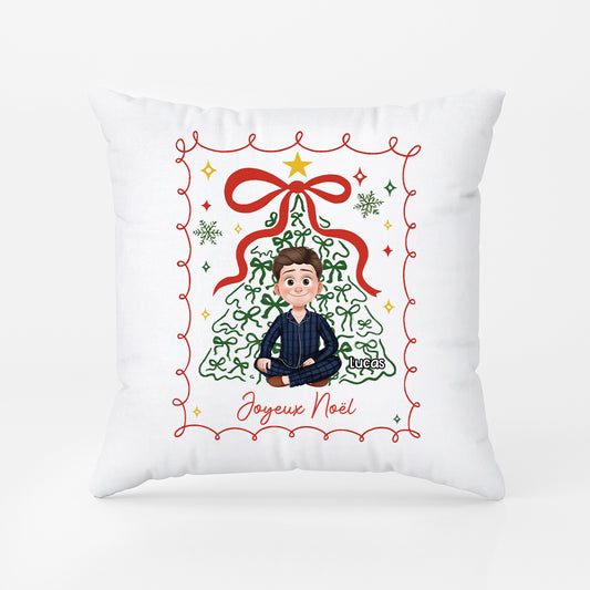 6164PFR2 coussin personnalise de noel femmehomme joyeux et lumineux 6164pkp5a