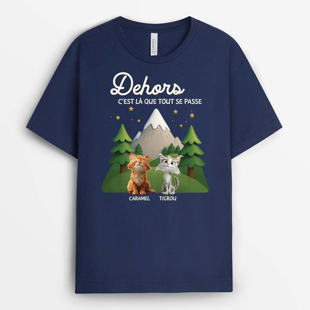 6167AFR2 t shirt personnalise camping avec chat noel c_est la que tout se passe 6167atyad