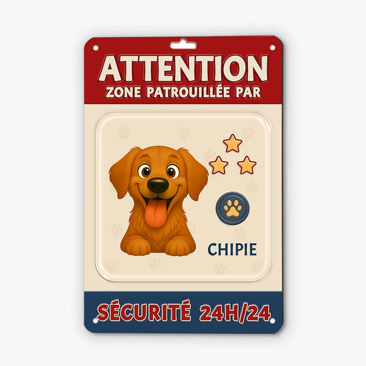 6177EFR1 plaque en metal personnalisee zone patrouillee par mon chien 6177e8tnc