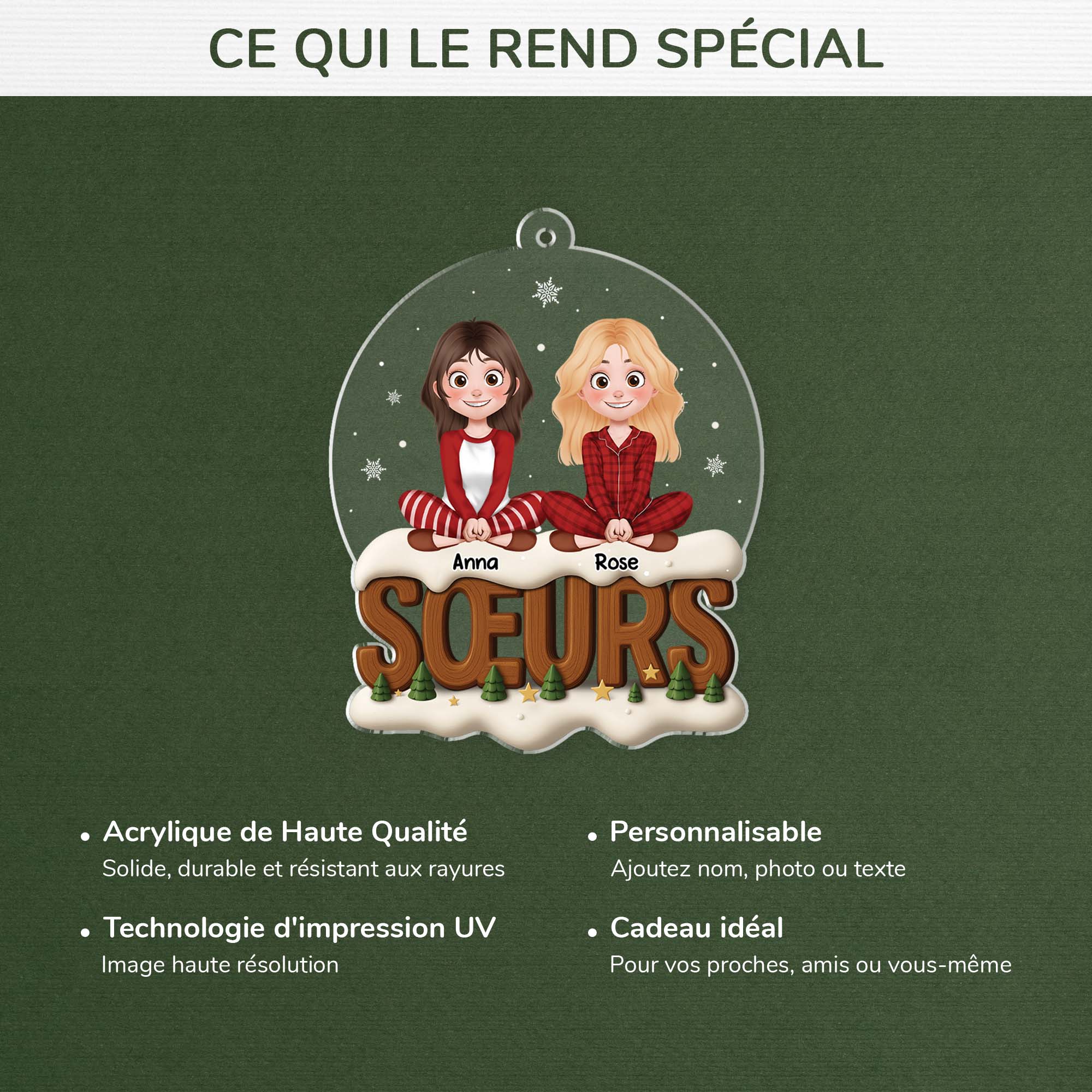 6185OFR4 effet dimpression 3d ornement noel acrylique personnalise meilleures amies 6185o8ttf