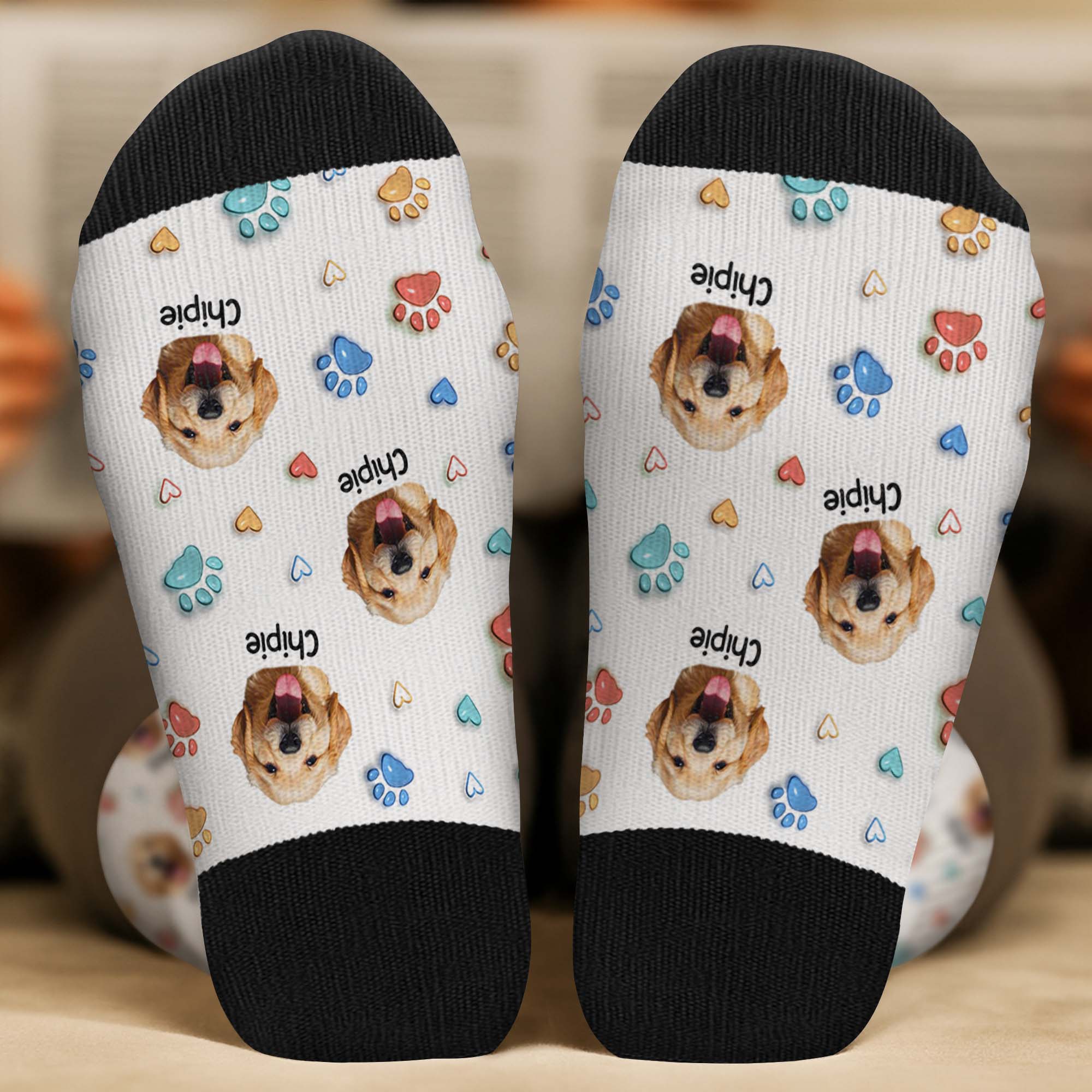 6191JFR2 effet dimpression 3d chaussettes personnalisees avec photo mon joli chien 6191j8tac