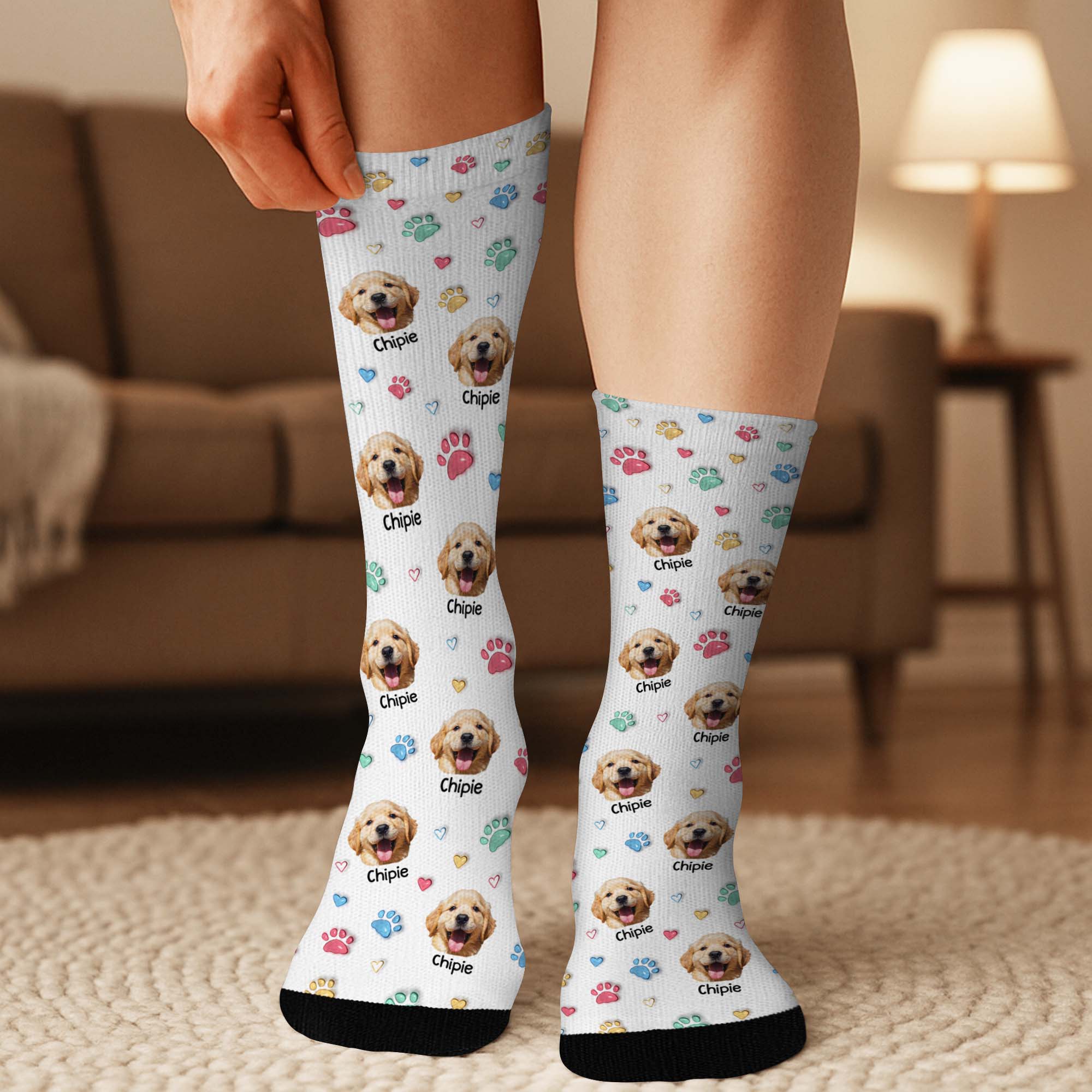 6191JFR3 effet dimpression 3d chaussettes personnalisees avec photo mon joli chien 6191j8tac