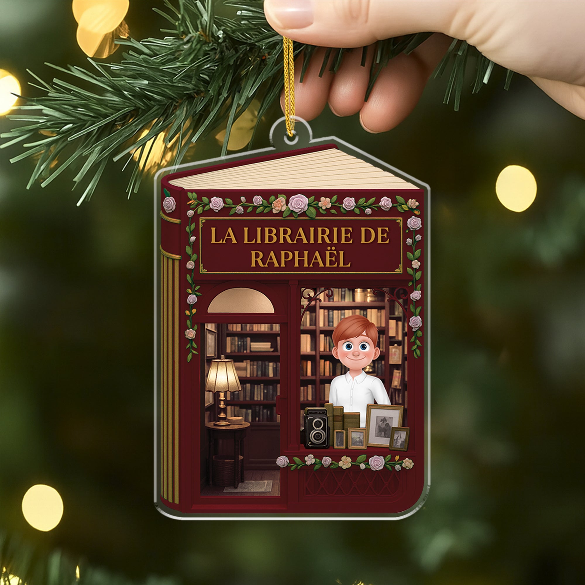 6201OFR1 effet dimpression 3d ornement noel acrylique personnalise librairie pour les amoureux des livres 6201o8lqa_2