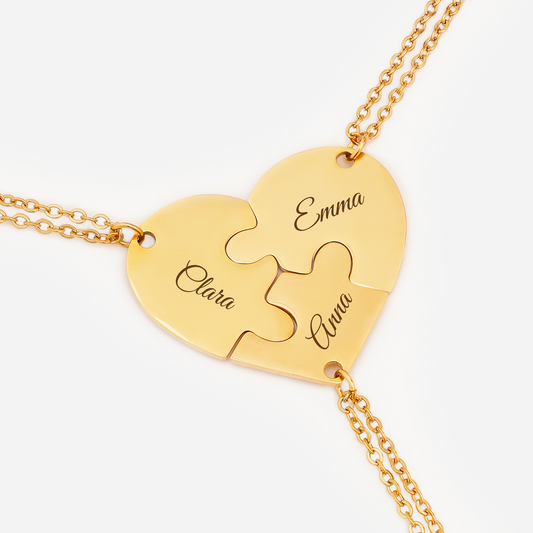 6210JFR1 collier personnalise famille notre coeur en puzzle 6210j0h0a