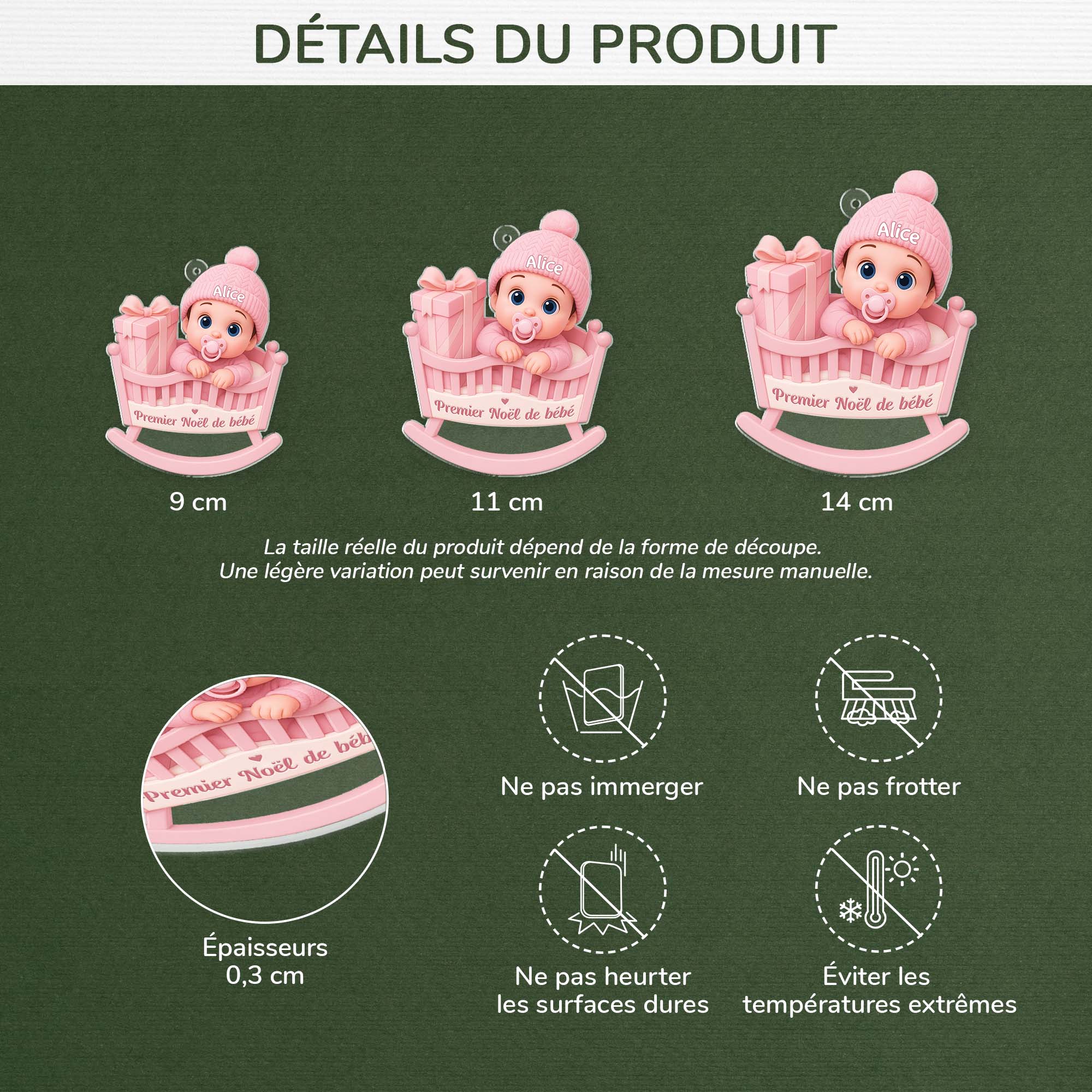 6211OFR3 ornement acrylique personnalise le premier noel de bebe 6211o3qtk