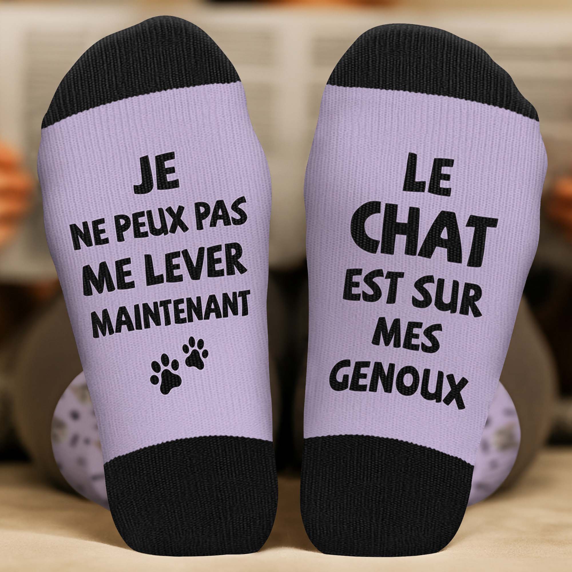 6223JFR2 chaussettes personnalisees le chien est sur mes genoux 6223j6xmc