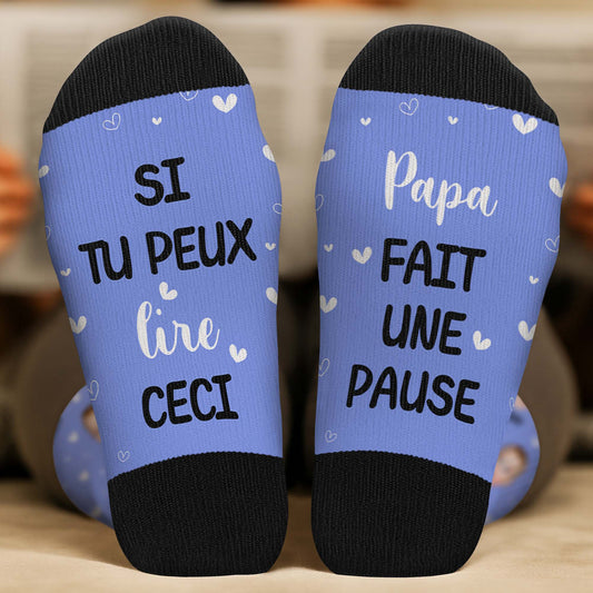6224JFR2 chaussettes personnalisees si tu peux lire ceci maman fait une pause 6224j6kna