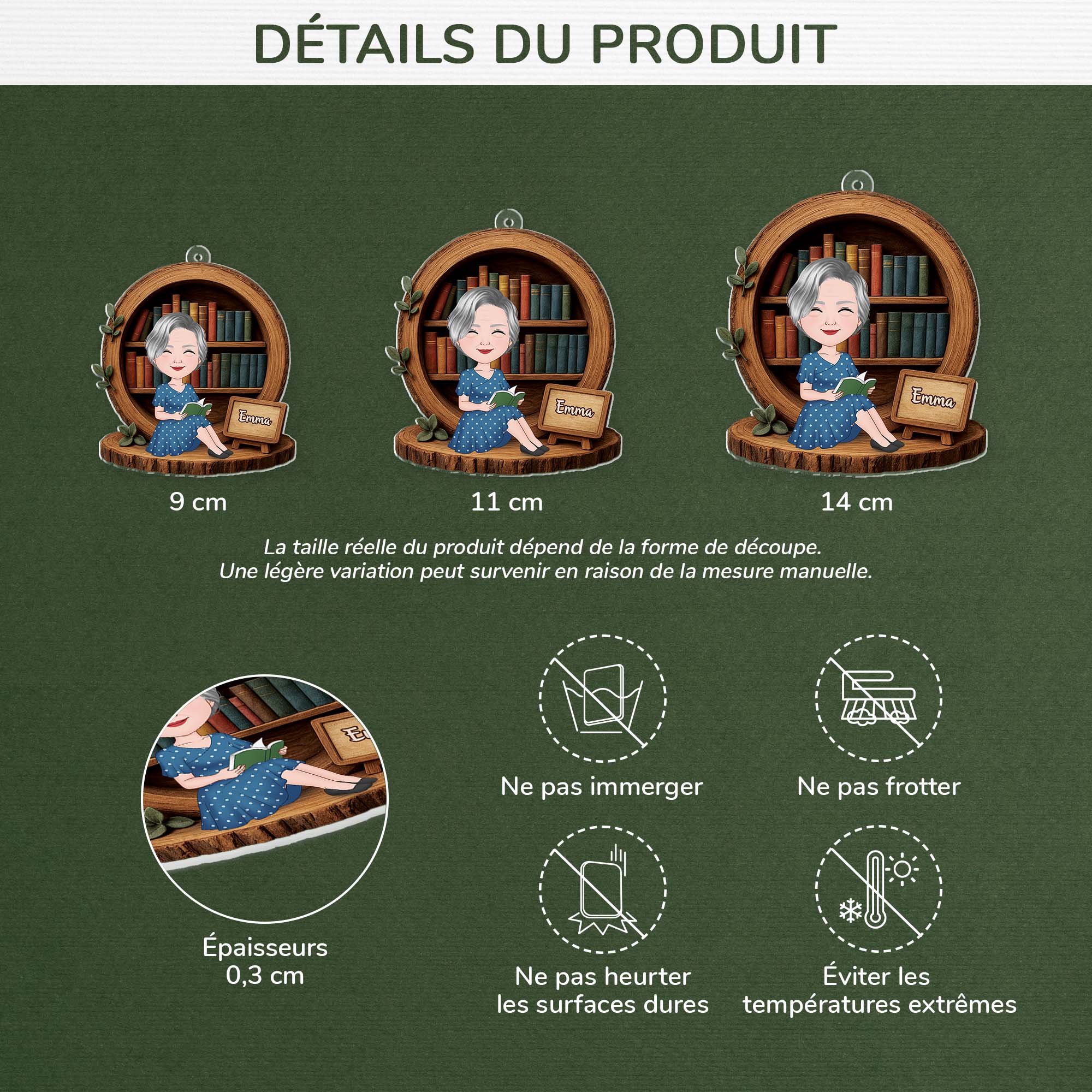 6234OFR3 effet dimpression 3d ornement acrylique personnalise cadeau noel fille qui aime les livres 6234o3qaa