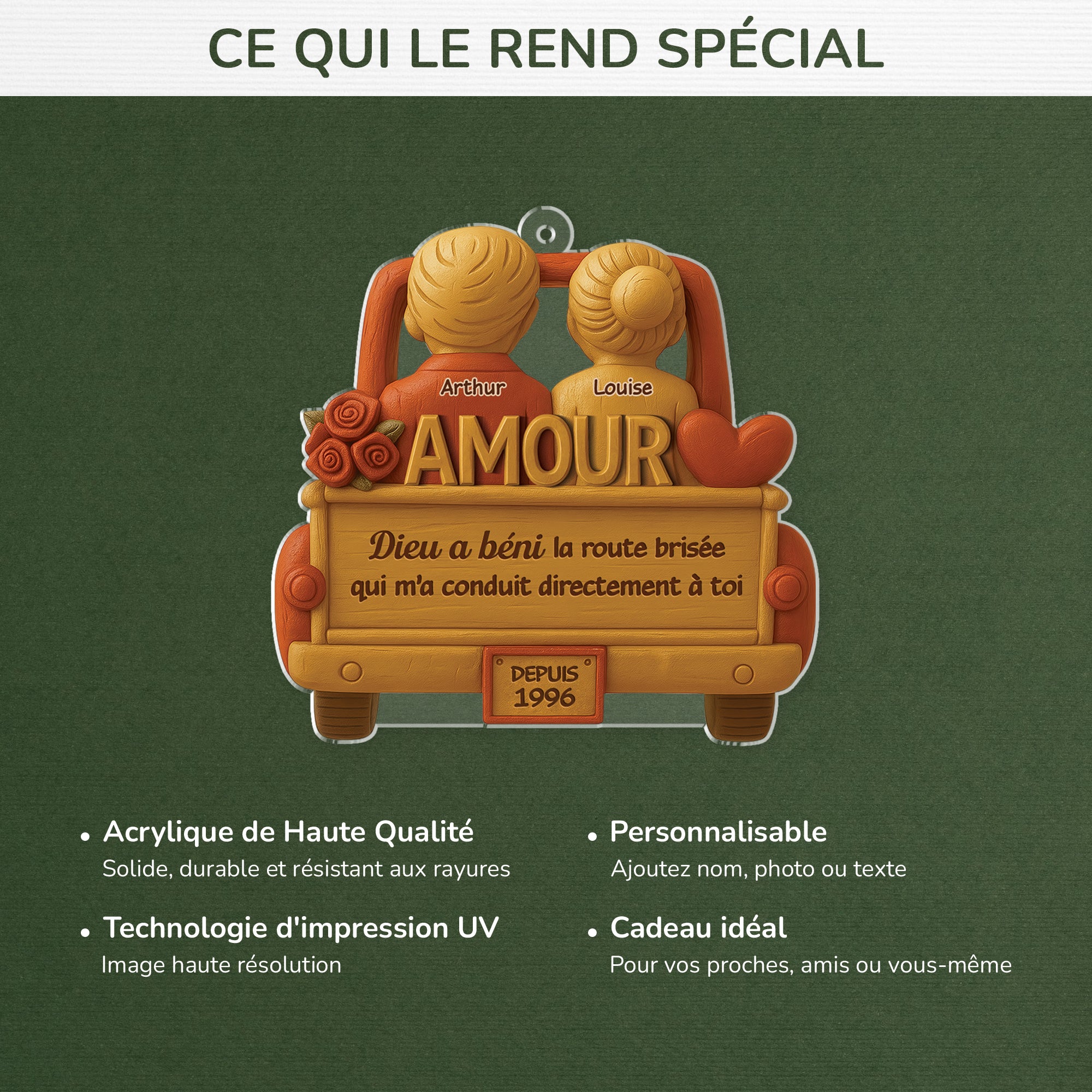 6237OFR4 ornement acrylique personnalise couple le chemin brise qui ma conduit directement a toi 6237othng