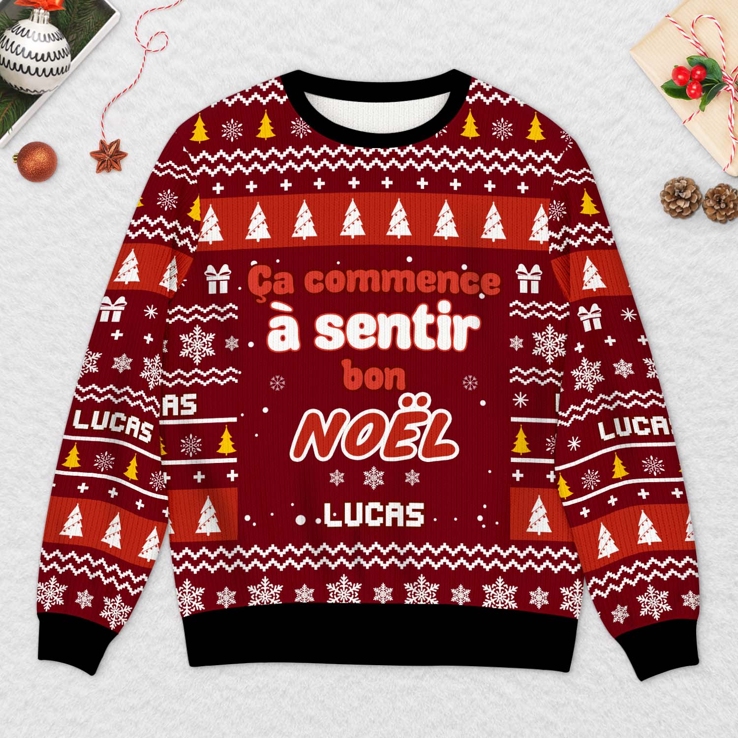 6240WFR2 pull de noel moche_ personnalise ca commence a sentir bon la pizza 6240w