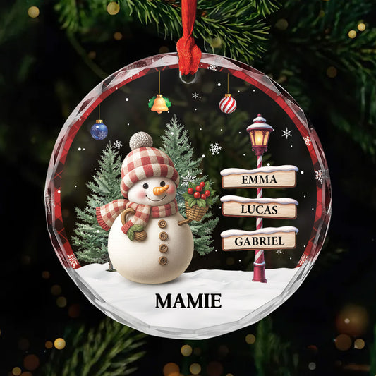 6241OFR1 ornement noel en verre personnalise amour de mamie papy bonhomme de neige 6241o3t0a