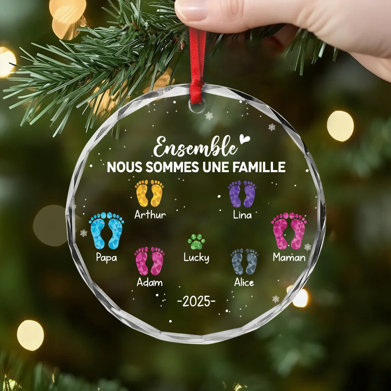 6243OFR2 ornement en verre personnalise ce noel nous formons une famille 6243o8qqi