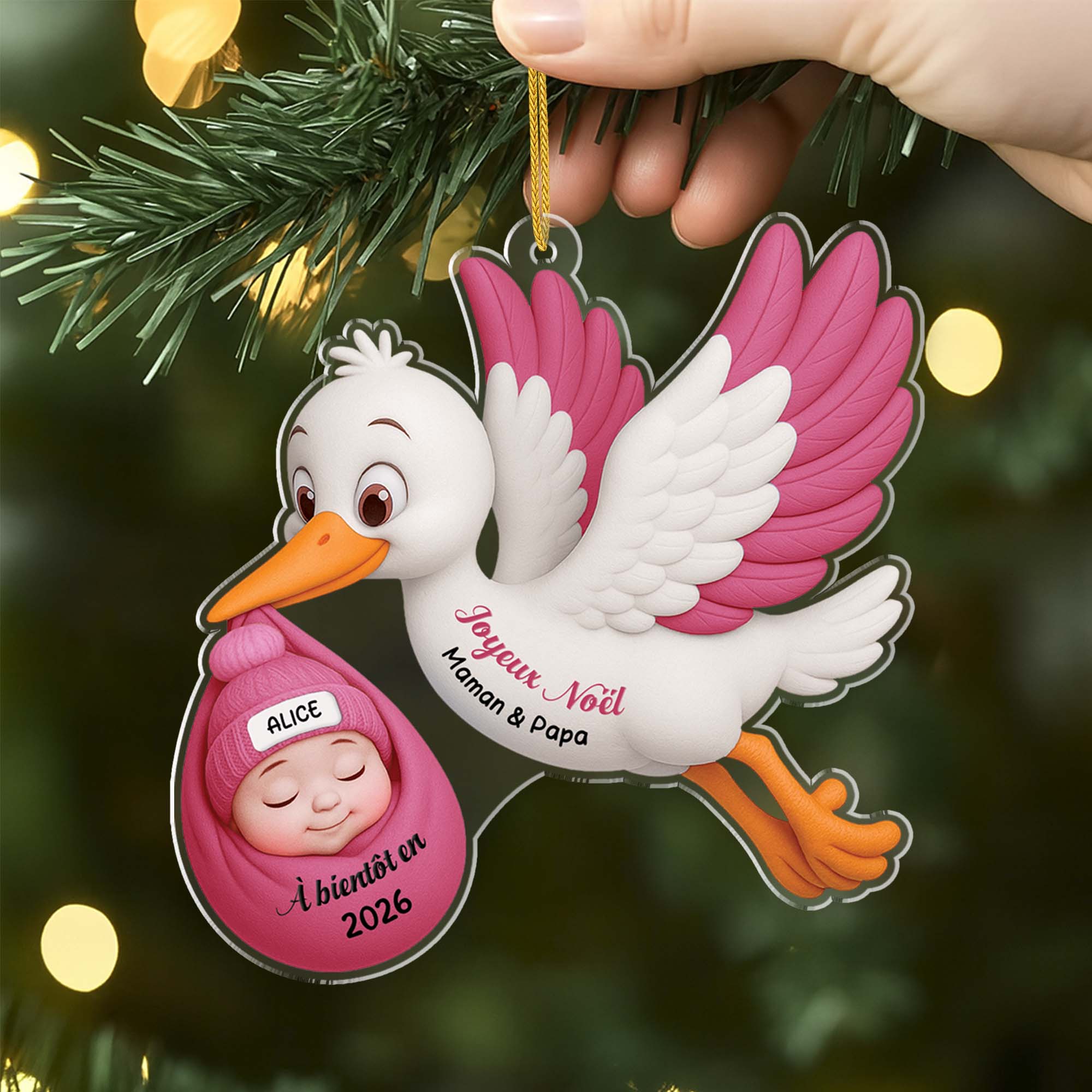 6244OFR2 effet dimpression 3d ornement acrylique personnalise joyeux noel futur papa future maman 6244o8hta