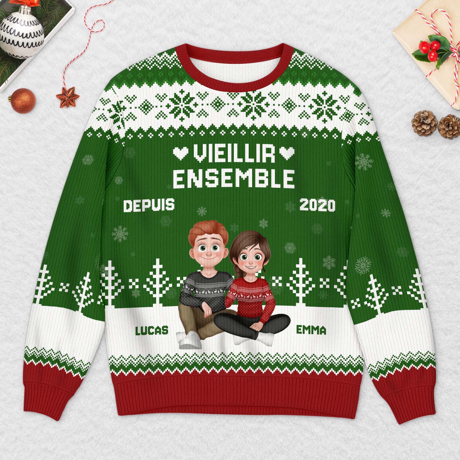 6249WFR2 pull de noel moche_ personnalise pour couple vieillir ensemble 6249wklng_1