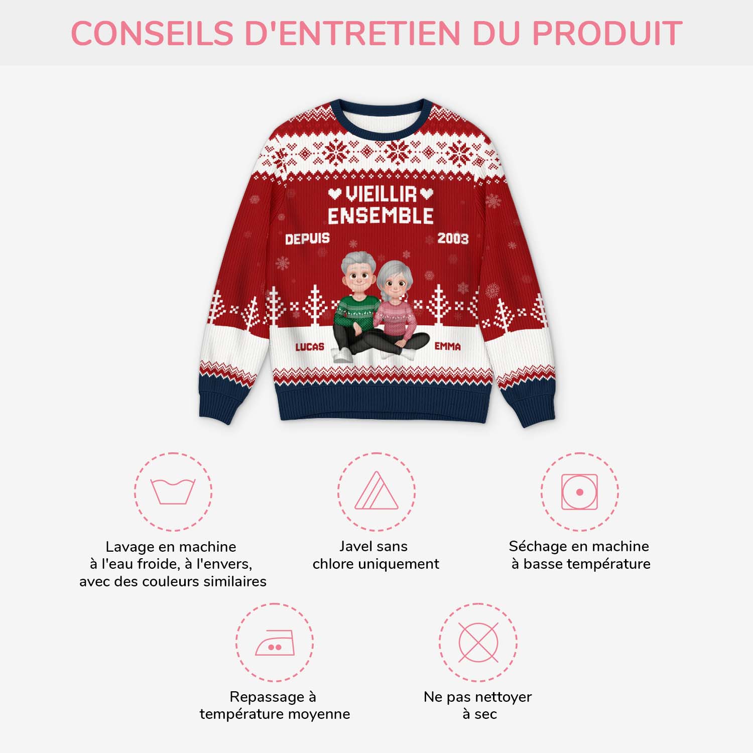 6249WFR4 pull de noel moche_ personnalise pour couple vieillir ensemble 6249wklng