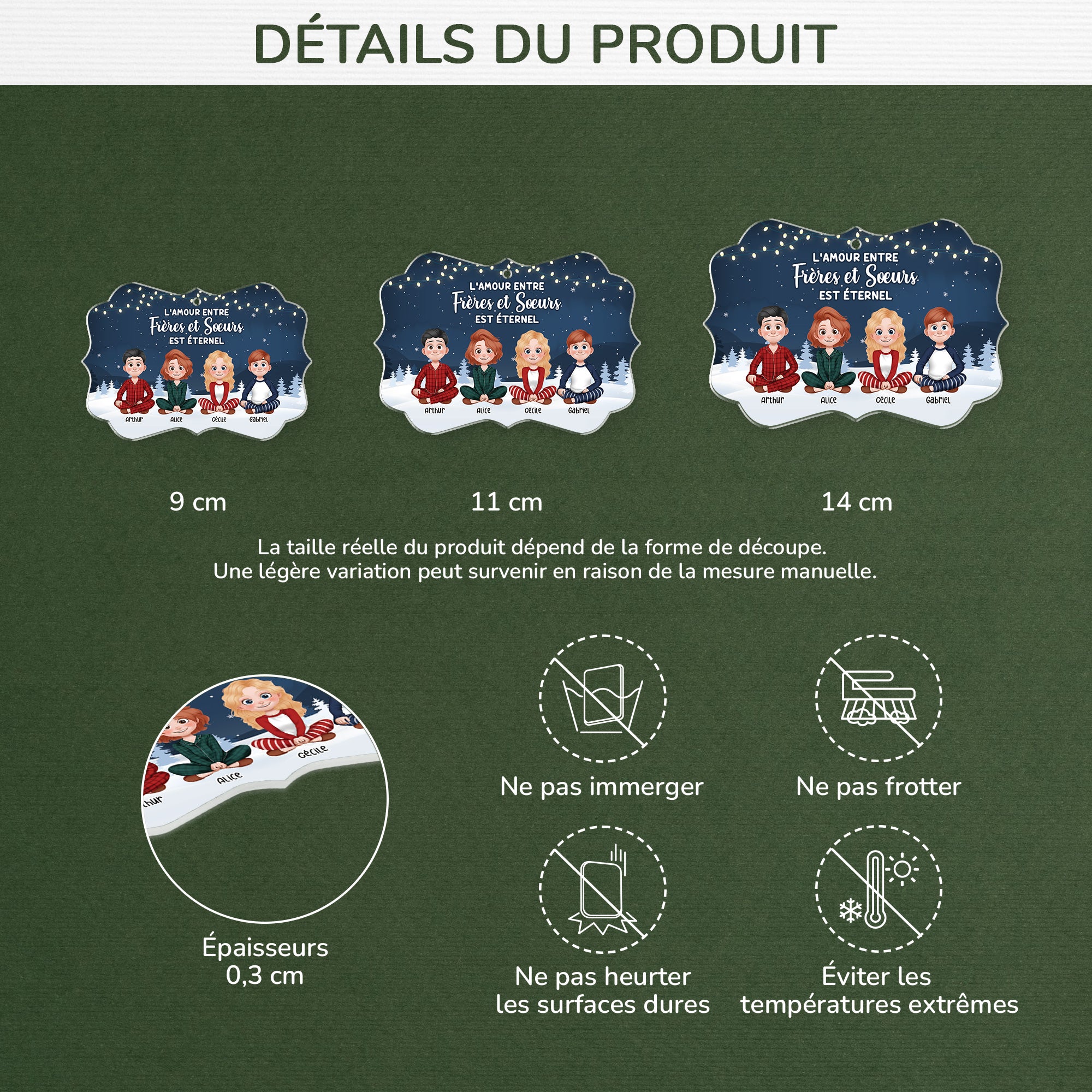 6253OFR3 ornement noel acrylique personnalise amour entre freres et soeurs 6253o